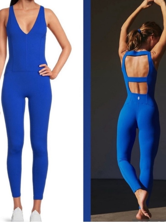 Free People Pants - Free People Movement Never Better Strappy Back Jumpsuit Electric Cobalt Sz Small